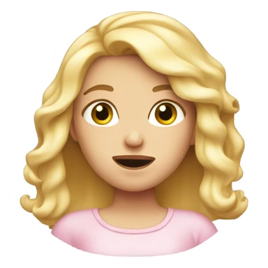 blonde girl with pink cheeks and looking embarrassed  sticker