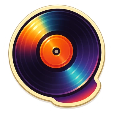 vinyl record with disc, retro stickers style, vintage sticker effect sticker