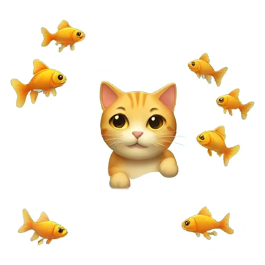 cat in the ocean swimming with gold fish sticker