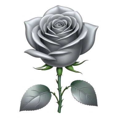 gray metal chrome rose, without green leaves, just flower sticker