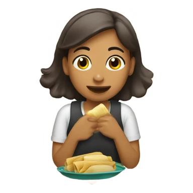 Girl eating tamales and enjoying them  sticker