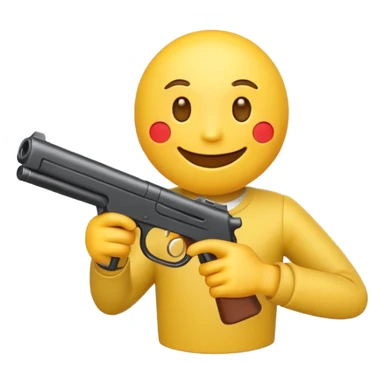 yellow emoji character holding a gun sticker