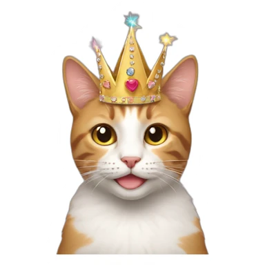 cat wearing a crown celebrating its birthday sticker
