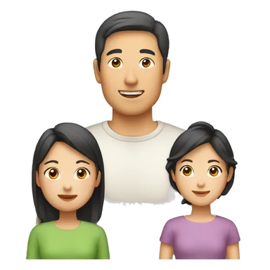 asian dad and european mom, 1 son and 1 daughter, sticker