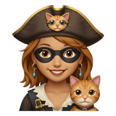 pirate girl with cat face sticker