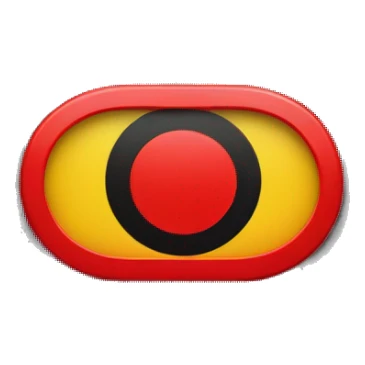A wavy black and red rectangle with a yellow circle in the middle  sticker