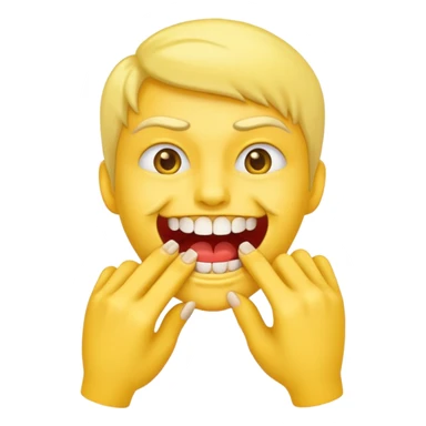 Emoji that bite nails showing his teeths sticker