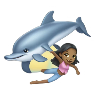girl riding dolphin sticker