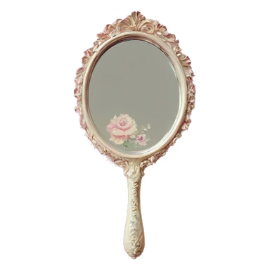vintage rococo light pink dainty floral hand mirror sticker