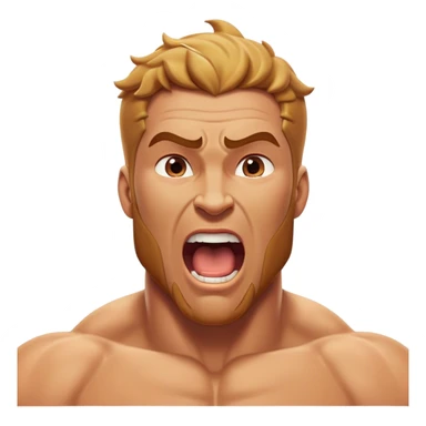 Cinematic Realistic Hercules Portrait, head tilted slightly with a dramatic, wide-open yawn, revealing a moment of relaxed strength. The lifelike textures of his powerful form and subtle, sunlit highlights emphasize his heroic presence even in a state of casual repose. sticker