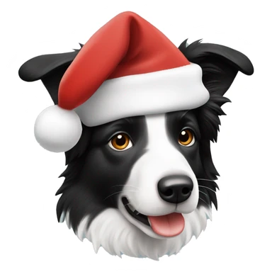 A border collie with a Santa hat ￼ sticker