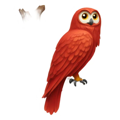 real red owl on invisible branch sticker