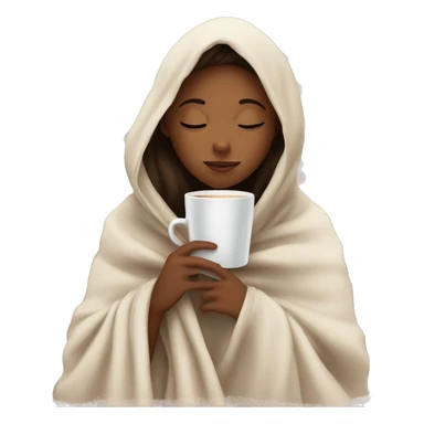 girl inside a blanket sipping coffee eyes closed sticker