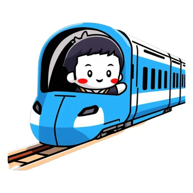 Japanese high school boy riding shinkansen bullet train during school trip sticker