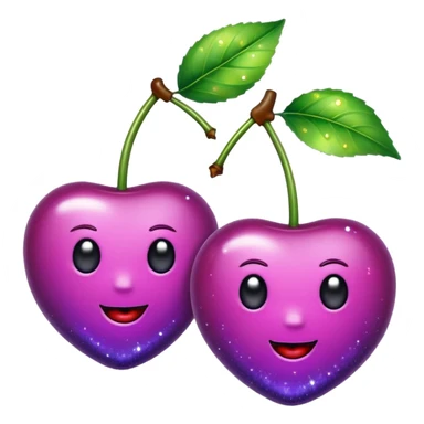 glitter purple and cian 2 cherrys sticker