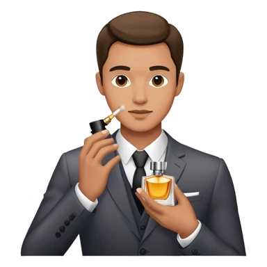 un hombre elegante poniendose perfume sticker