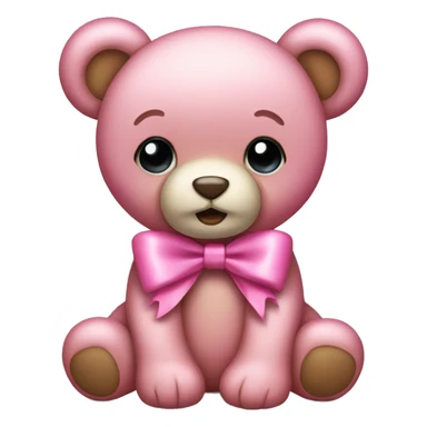 pink bow teddy bear solo sticker
