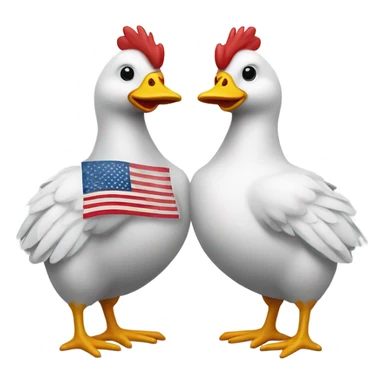 Chicken and duck alliance, holding hands with a flag sticker