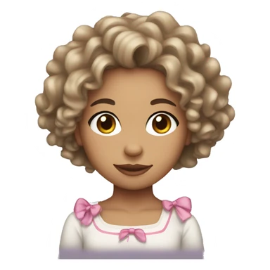 light skin girl with curly hair and bows in her hair  sticker