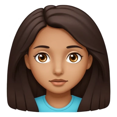 Girl with long dark brown hair and dark brown eyes with tan ish skin not too tan  sticker