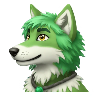 green furry anthro wolf sticker