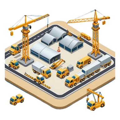 isometric construction site of airport sticker