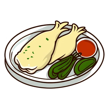 Singapore Hainanese chicken rice with cucumber and chili sauce sticker