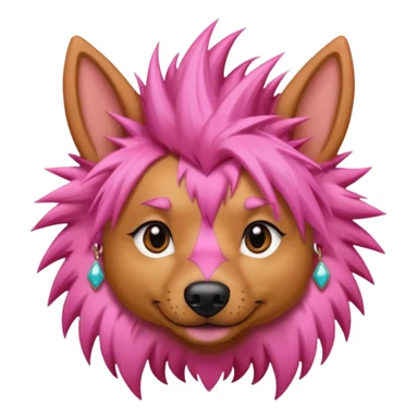 fancy pink very  spiky haired dog with earrings sticker
