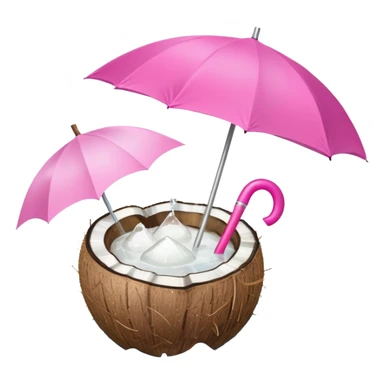 coconut drink with pink umbrella sticker