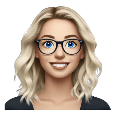 Shoulder length Balayage pale model lady with glasses and blue eyes happy  sticker
