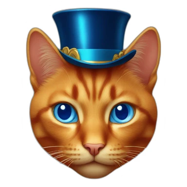 blood red cat with gold top hat and blue eyes sticker