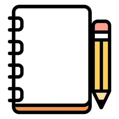 colored icon of a sketchbook with a pencil, clean and simple sticker