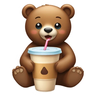 Cute Bear drinking iced coffee sticker