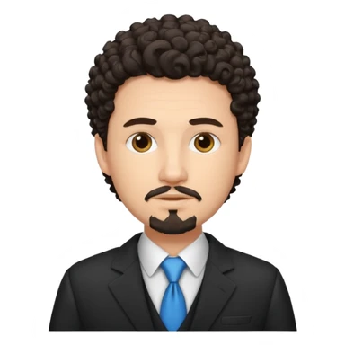 Create a white young man with curly dark hair and Goatee lawer sticker