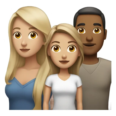 Puerto rican beard short brown hair  with blond long hair woman and brown long hair girl Family  sticker