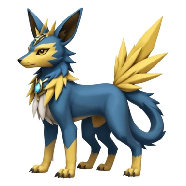 Zeraora-Anubis-Lucario-Umbreon-Renamon-Jolteon-hybrid-fusion-Fakémon-Pokémon-Digimon-creature (full body) sticker
