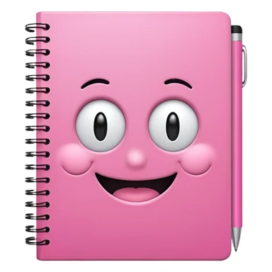 libreta de anillos rosada con carita feliz en la portada sticker