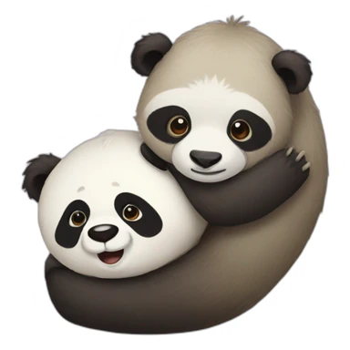 a panda and a sloth hugging sticker