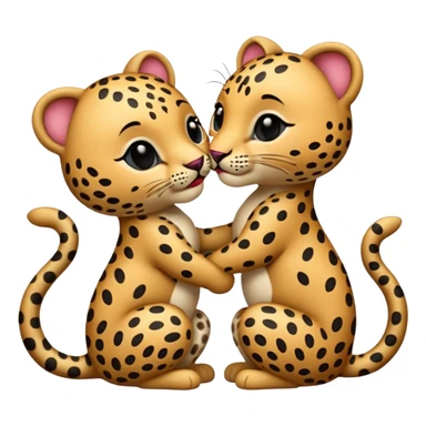 leopard kiss, two leopards kissing, emoji style, cute sticker