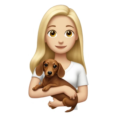 Blonde girl holding a long haired dachshund in arms sticker