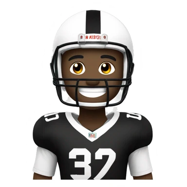 smiling football player in black and white jersey sticker