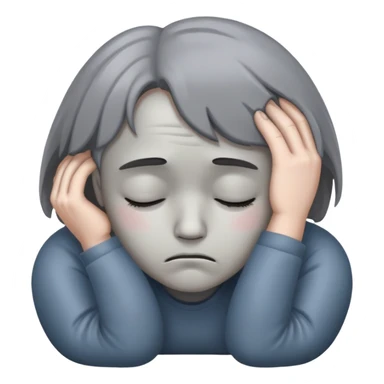 depression slumped posture gray background downcast eyes sticker