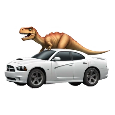 A dinosaur that looks like Vin Diesel in Fast and Furious driving in a Dodge Charger with a monster who looks like Paul Walker sticker