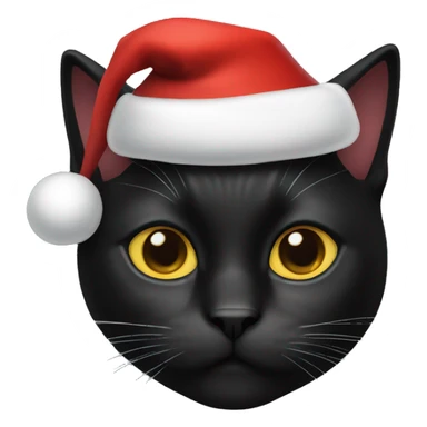 Black cat wearing santa hat sticker