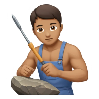 a sculptor during sculpting rock sticker