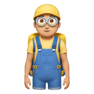 A man wearing a minion pack  sticker