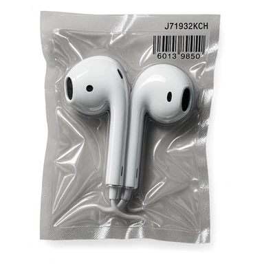 pair of white EarPods, shiny and inflated look sticker
