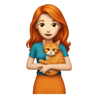 Redhead woman with orange cat sticker