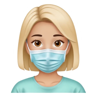 Girl wearing a COVID medical face mask sticker