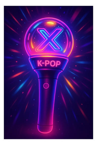 kpop lightstick, colorful, bright, gpt-image style sticker